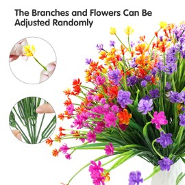 20 Bundles Artificial Fake Flowers, UV Resistant Faux Flowers Arrangement, Fake Plants Greenery Shrubs for Indoor Outdoors, Home Garden Patio, Porch, Hanging Planter, Window Box Farmhouse (5 Colors)