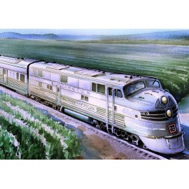 Bella Terra Publishing Nebraska Zephyr Silver Pilot, IL Railway Museum. James Mann Train Art Notecards - Set of 12