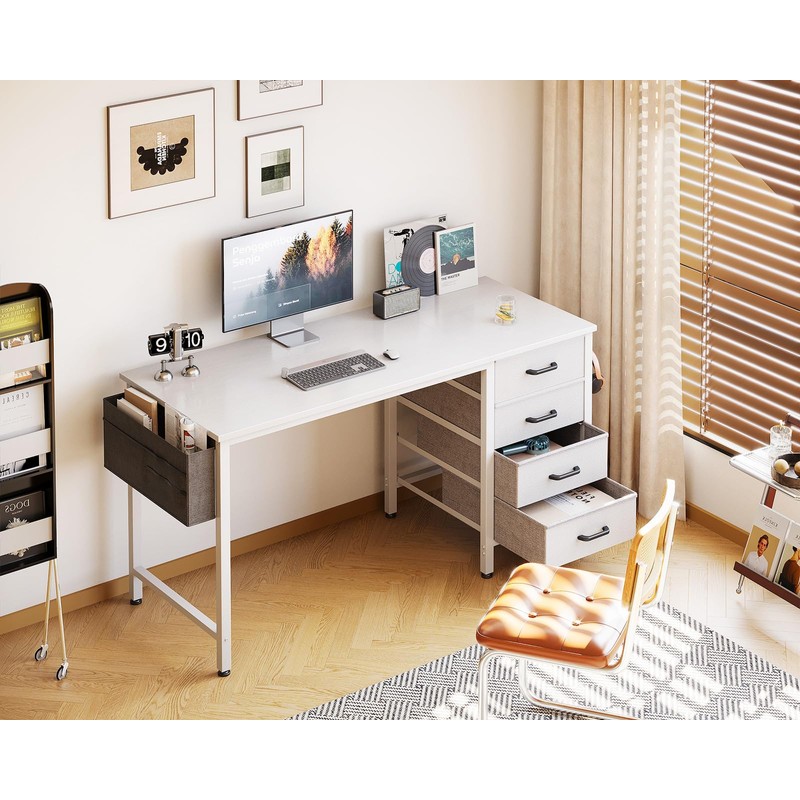 Casaottima 48-Inch Computer Desk with 4 Fabric Drawers — Home
