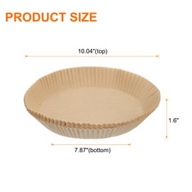 sourcing map 100pcs Oil Air Fryer Paper Liners 10.04" Round Disposable Non-Stick Air Fryer Paper Liners for Microwaves Ovens Steaming Baking Frying Portables