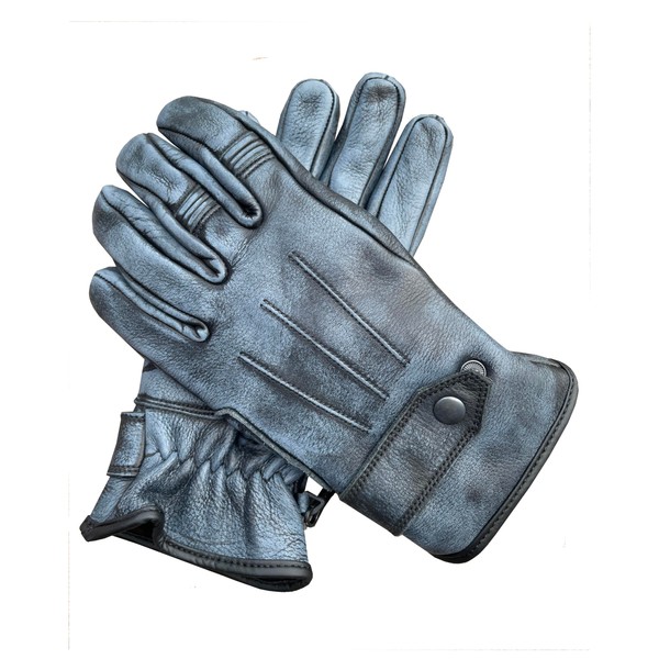 GEARX Motorradhandschuhe aus Leder im Used-Look, klassisch, modisch, für Moped,