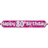 9ft Banner Happy 80th Birthday Pink Holographic