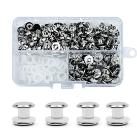 CANGCANG 100 Sets Chicago Book Screws Stainless Steel M5 x 6 mm Binding Screws Kit Screw Metal Accessories Nails Rivets Chicago Button for DIY Leather Decoration, Bookbinding, Bookbinding (Silver)