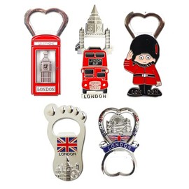 Best Mix of Famous UK Britain London Icons Fridge Magnet Bottle Openers - Set of 5