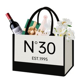 DEACORY 30th Birthday Gifts for Women, Stylish Canvas Tote Bag Vintage 1995 Canvas Bag for Birthday, Work, Beach, Travel (30th)