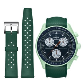 Stanchev Bands for Omega MoonSwatch, Fluororubber Strap Compatible with 20mm Watch, Quick Release Waterproof Replacement for Men & Women (Dark Green)