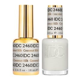 DND DC Gel Polish Set, Sheer Collection, UV/LED Gel Polish and Air Dry Nail Lacquer, Matching Chip-Free Polish Duo, 2460 Coconut Silk, 0.5 Fl Oz