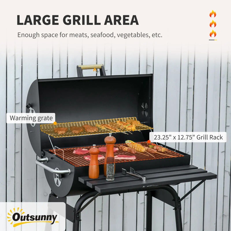 30-Inch Portable Charcoal Barbecue Grill with Wheels for Outdoor Camping