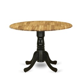East West Furniture DMT-NBK-TP Dublin Modern Dining Table - a Round Kitchen Table Top with Dropleaf & Pedestal Base, 42x42 Inch, Natural & Black