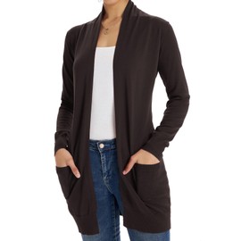 Cardigans for Women 2024 Summer Fall Casual Solid Open Front Cardigan Dark Coffee L