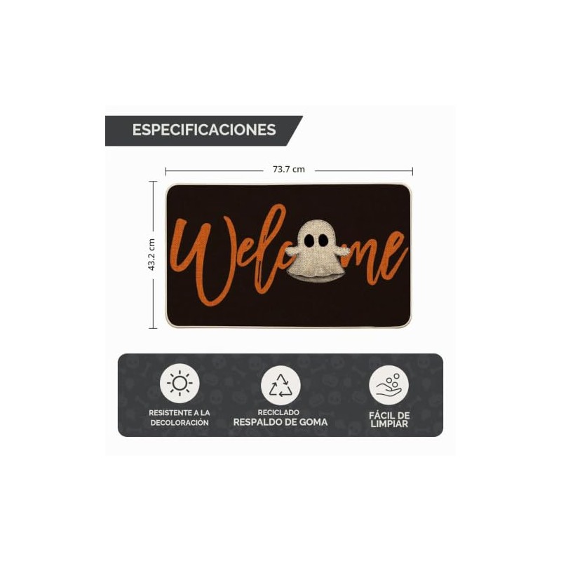 Artoid Mode Tapete de Entrada Boo Halloween Bienvenida 43x73 cm