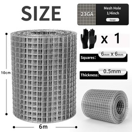 OUKMAO Rodent Mesh Rodent Proofing Wire Metal Mesh, Galvanised Wire Mesh Roll,Welded Mesh Panels. Stop Rat, Mouse, Squirrel & Bird Access Internal & External Pest Prevention (Silvery, 100mm x 6m)