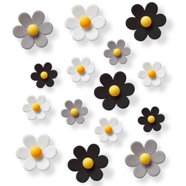 16 pcs - Cute Flower Magnet, Gothic Magnet for Fridge and Locker, Whiteboard, and Decoration (16 pcs-Flower-Black)