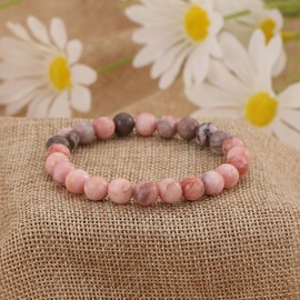 Crystal Vibe Pink Zebra Jasper Bracelet for Balance and Harmony - 8mm Beaded Bracelet for Women Men - Healing Crystal Bracelet - Elastic Adjustable Size