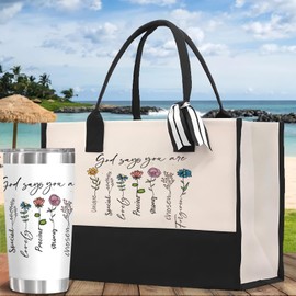 Christian Gifts for Women-God Says You Are Tote Bag, Cosmetic Bag & 20oz Tumbler – Religious Birthday Gift for Her, Mom, Wife, Friend, Christian Encouragement Gift