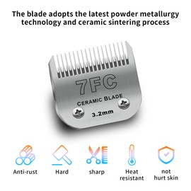 DODAER 3 Pack 7FC Detachable Pet Dog Grooming Ceramic Blades,Compatible with Andis,Oster A5,Wahl KM-10 Series,Size 7FC Blade 1/8-Inch 3.2MM Cut Length