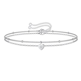 TINGN Women's Gold Silver Heart Bracelet, 14K Gold/White Gold Plated Letter Bracelet, Girls' Heart Bracelets, Jewellery, Women's Anniversary Gift, Birthday Gifts for Her Women Girlfriend Girls