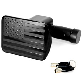 eVerHITCH USA American Black Metal Flag Hitch Cover (Fits 2.5" Receiver, Black with Hitch Lock)