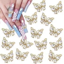 15Pcs Alloy Butterfly Nail Charms 3D Metal Butterfly Nail Gems Nail Rhinestones Shiny Crystal Nail Art Charms Nail Decoration Gold Nail Charm for Women Acrylic Nail DIY Manicure Jewelry Accessories