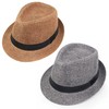 2Pack Classic Unisex Panama Fedora Hat, Short Brim, Summer Beach