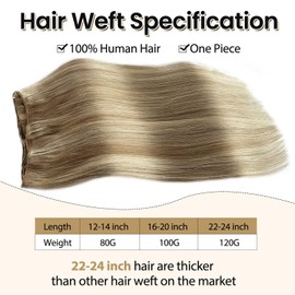 Sew in Hair Weft Extensions Human Weft Hair Extensions Double Weft 100G Colored Real Remy Hair Extensions Ash Brown with Platinum Blonde Highlights Human Hair Weave Bundles for White Women 20 Inch