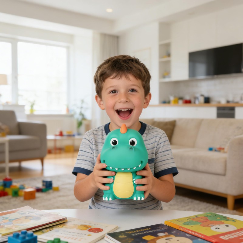 T-Rex Piggy Bank, Dinosaur Coin Bank, Sturdy Piggy Bank(Light Green)
