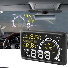 5.5'' HUD Head Display, Windshield Screen Projector Vehicle Speed, Hud Overspeed Alarm, Km/h MPH, OBDII/EUOBD Interface Plug Car Hud Screen
