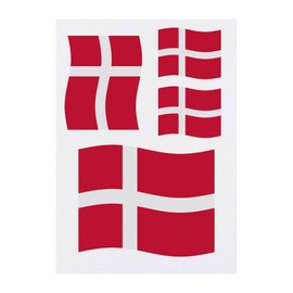 4 x 'Waving Danish Flag' Temporary Tattoos - Water Resistant, Skin-Safe, Non-Toxic Transfers, Mixed Sizes (TO00068398)