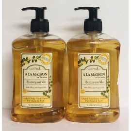 A La Maison 2 Bottles Honeysuckle with Olive & Argan Oils Hand & Body Soap 16.9 fl oz Each