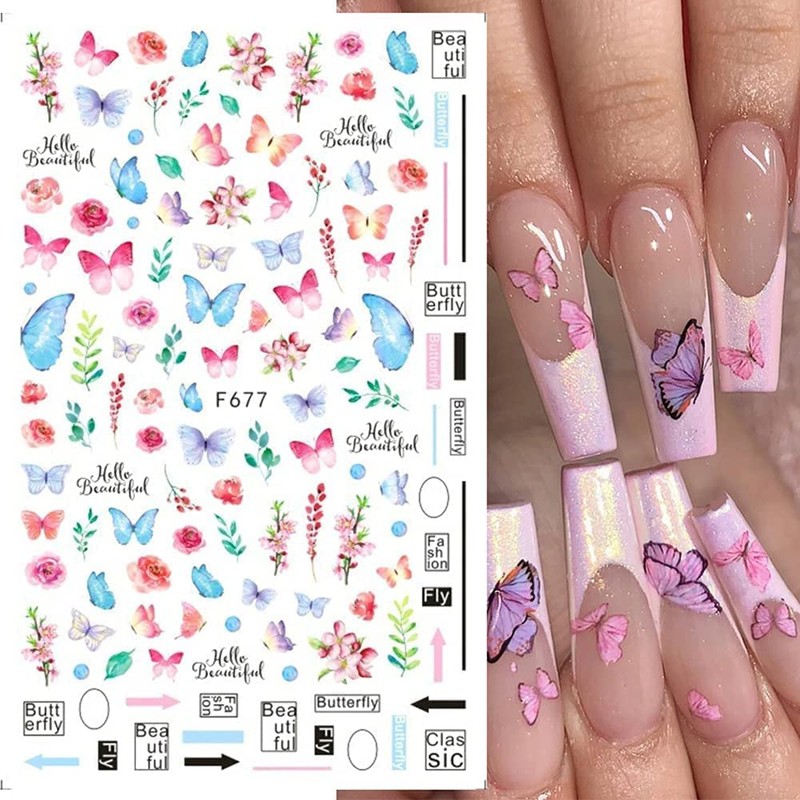 LANODO 8 Pcs Cute 3D Nail Stickers Sticking Paper Beautiful