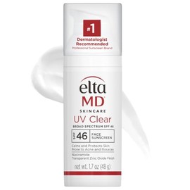 EltaMD EltaMD UV Clear Facial Sunscreen, Broad-Spectrum SPF 46 for Sensitive or Acne-Prone Skin, Oil-free, Dermatologist-Recommended Mineral-Based Zinc Oxide Formula, 1.7 oz