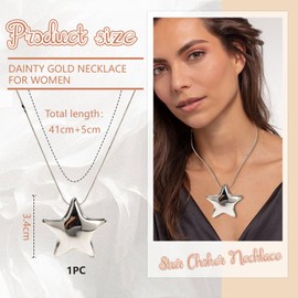 Goiern Minimalist Star Necklace Choker for Women and Girls, Delicate Stainless Steel Star Pendant Pendant, Fashionable Adjustable Chain (Silver), silver