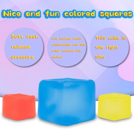 Fidget Toy Stress Cube 3 Pack - Collectible Stress Cube Squishy Balls - Slow Rising Stress Balls Stretchy Fidget Ice Cube for Anxiety Stress Relief, Maltose Filling