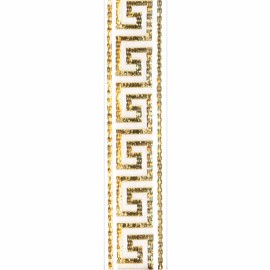 Berwick Offray 7/8" Wide Ribbon for Crafts and Decoration, 9-Foot Spool, White Greek Key Pattern