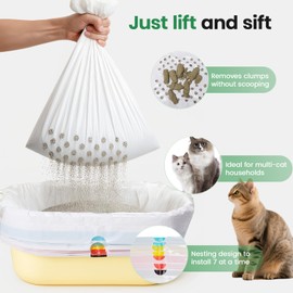 PETOCAT 7-Day Sifting Litter System Bags, Heavy Duty Thickened Liners 37x18 Inch (14 Pack), Fits Standard Litter Boxes.