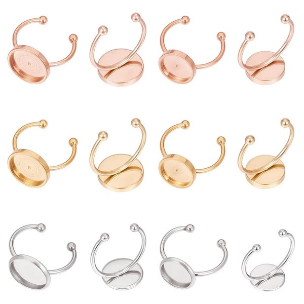 UNICRAFTALE 18-Piece DIY Cuff Rings 17 - 18 mm Round