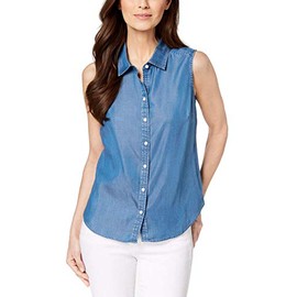 Charter Club Women's Petite Chambray Shirt (Sea Spray, 2 Petite)