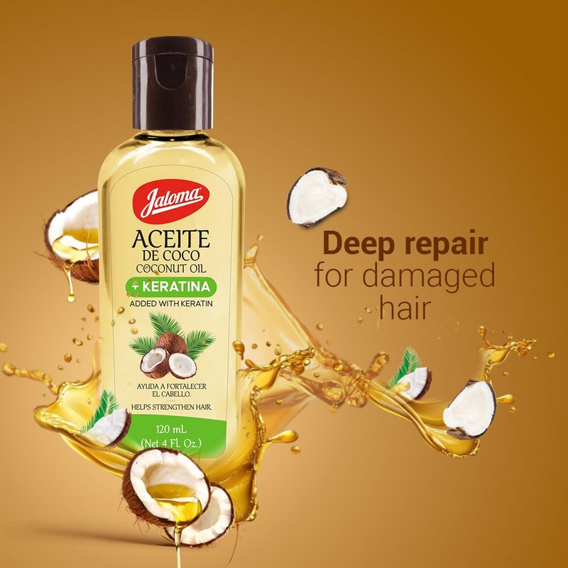 JALOMA Coconut Oil with Keratin to Help Strengthen Hair, 4