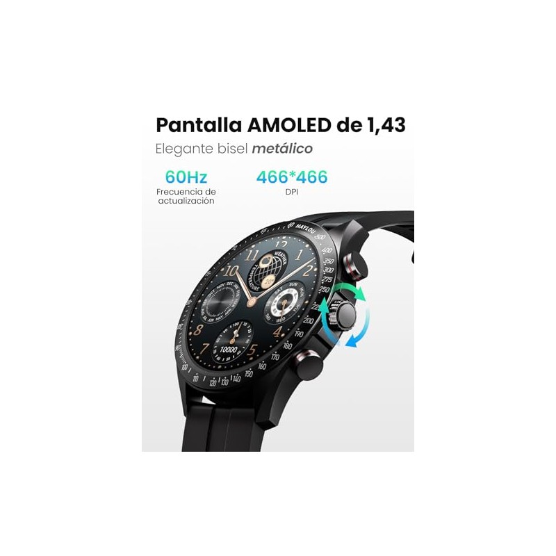 HAYLOU Solar Pro Smartwatch para Hombre,Pantalla AMOLED de 1,43 Pulgadas