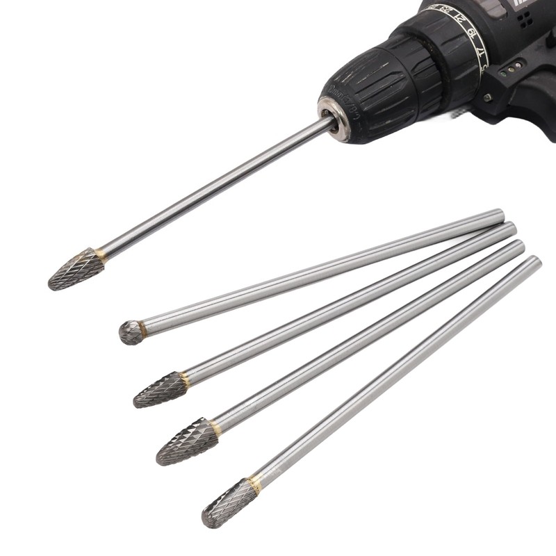 4pcs 6mm Tungsten Steel Carbide Rotary Burr Set Fits Rotary