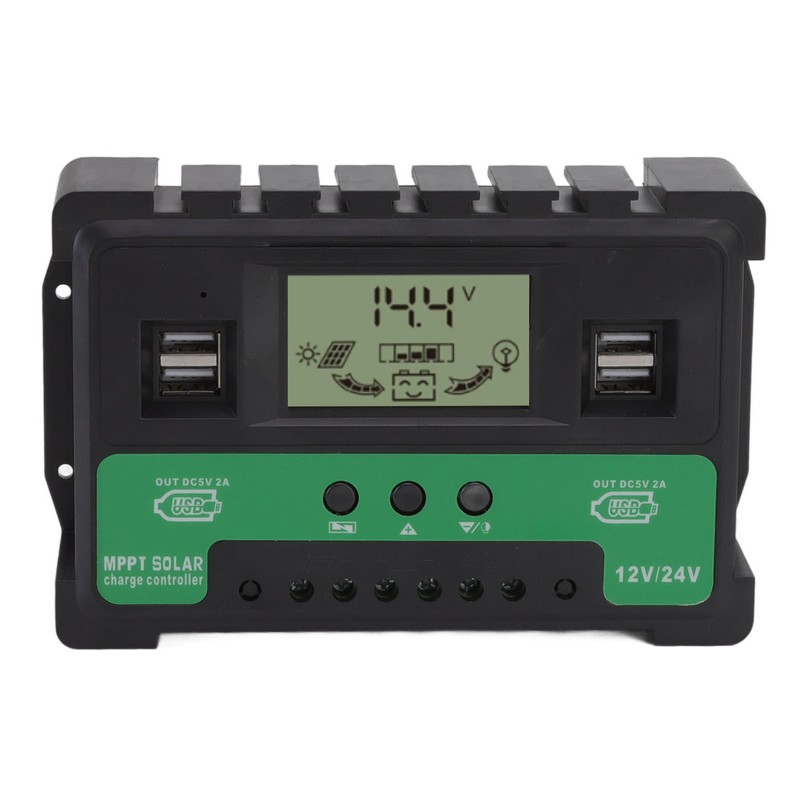 Solar Controller 12V 24V Charge Discharge PV Regulator LCD Display