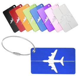 8pcs Suitcase Tags Air Travel Suitcase Tags for Names 7.5 x 4.4 cm, Luggage Tag for Suitcase, Luggage Tag in 8 Colours, Airplane Pattern for Suitcases, Bags, Hand Luggage, Travel Comfort and Safety