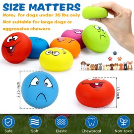 Hungdao 12 Pcs Squeaky Dog Toys Latex Rubber Squeaky Ball Smile Face Emoticon Dog Toys Chewing Interactive Ball Bulk Puppy Lovers Gift for Small Medium Pets Doggie Training(Lively Style)