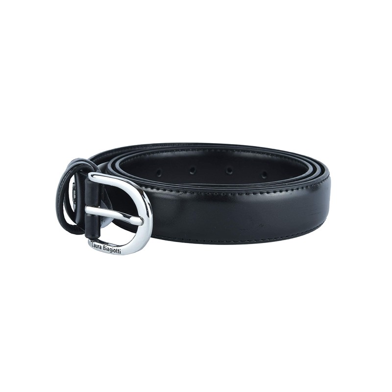 Biagiotti Women's Genuine Leather Thin Belt with Box, Black 3