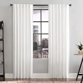 Scott Living Renato Linen Blend Semi-Sheer Back Tab Curtain Panel, 50" x 84", White