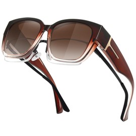 MEETSUN Fit Over Glasses Sunglasses for Women Men Large Trendy Polarized Sunglasses for Driving UV Protection Brown Gradient