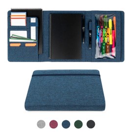 Kaitiaki Folio Cover 2.0 Compatible with Rocketbook Smart Notebook - Portfolio Organizer Padfolio, Business Card Holder support Zipper Pen Pocket, Portfolios for Men & Women, Excutive Size (Blue)