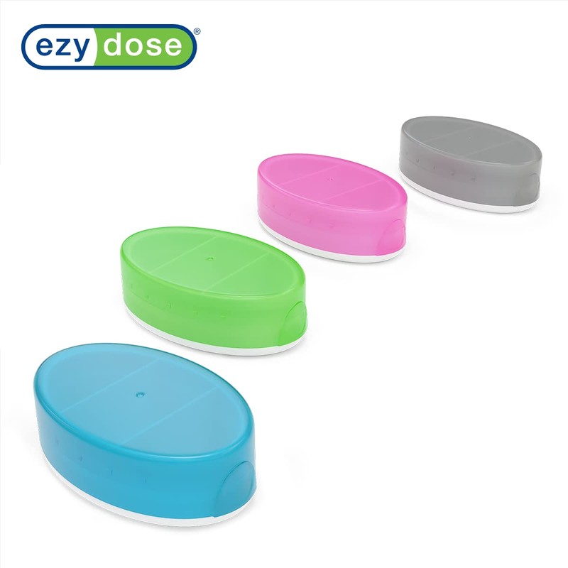 EZY DOSE Daily Oval Pill Case, Easy to Use Design,