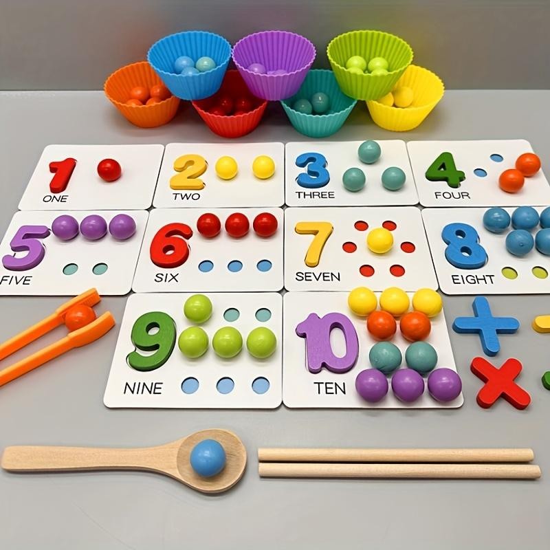 Montessori arithmetic toys for children, colorful silicone digital learning game