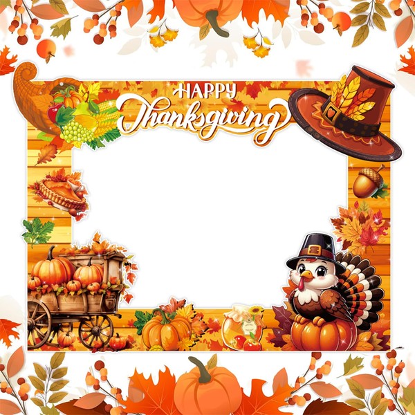 Thanksgiving Themed Photo Booth Props Frame Fall Harvest Funny Maple